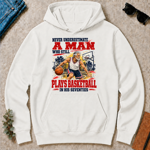 A Man Still Plays Basketball In His 70s - white - HS2D-White