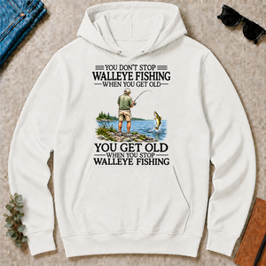Don't Stop Walleye Fishing Vintage - white - HS2D-White