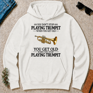 Don't Stop Playing Trumpet Vintage Art - white - HS2D-White