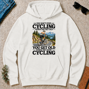 You Don't Stop Cycling When You Get Old - white - HS2D-White