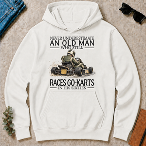 An Old Man Who Still Races Go-Karts In His Sixties - white - HS2D-White