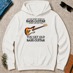 Don't Stop Playing Bass Guitar Vintage Art - white - HS2D-White