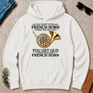 Don't Stop Playing French Horn Vintage Art - white - HS2D-White