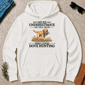 Never Underestimate An Old Man Who Loves Dove Hunting Art - white - HS2D-White
