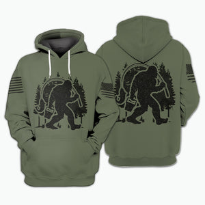 Forest Bigfoot Fishing All Over Print Shirt