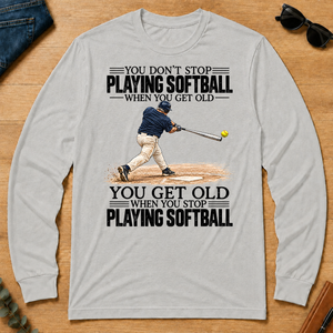 Vintage You Get Old When You Stop Playing Softball - ash - LST2D-Ash