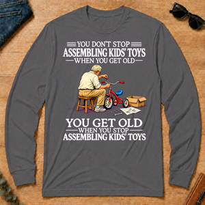 Old Man Don't Stop Assembling Kids Toys - charcoal - LST2D-Charcoal