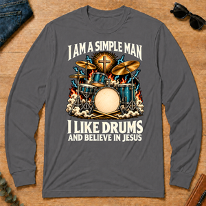 I Like Drums & Believe In Jesus - charcoal - LST2D-Charcoal