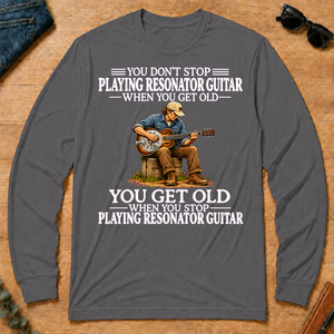 Old Man Don't Stop Playing Resonator Guitar - charcoal - LST2D-Charcoal