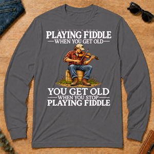 Old Man Don't Stop Playing Playing Fiddle - charcoal - LST2D-Charcoal