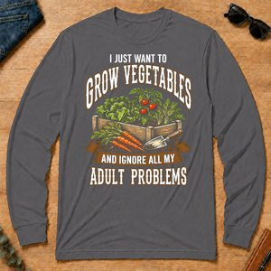 Vintage I Just Want To Grow Vegetables - charcoal - LST2D-Charcoal