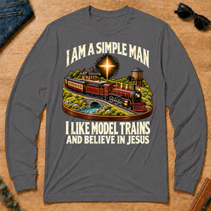 I Like Model Trains & Believe In Jesus - charcoal - LST2D-Charcoal