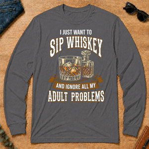 Vintage Black I Just Want To Sip Whiskey - charcoal - LST2D-Charcoal