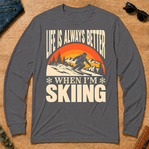 Vintage Life Is Always Better When I Am Skiing - charcoal - LST2D-Charcoal