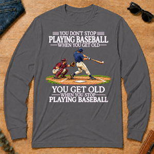 Old Man Don't Stop Baseball - charcoal - LST2D-Charcoal