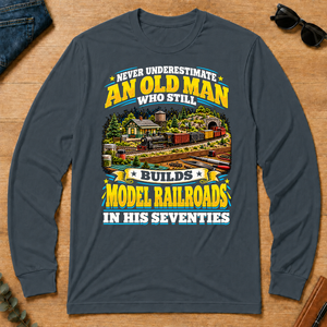 Yellow An Old Man Still Builds Model Railroads In His Seventies - dark-heather - LST2D-DarkHeather