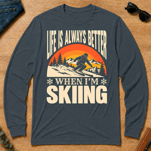 Vintage Life Is Always Better When I Am Skiing - dark-heather - LST2D-DarkHeather