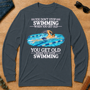Old Man Don't Stop Swimming - dark-heather - LST2D-DarkHeather