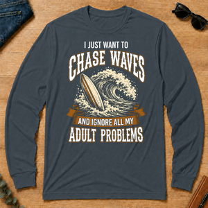 Vintage Black I Just Want To Chase Waves - dark-heather - LST2D-DarkHeather