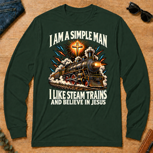 I Like Steam Trains & Believe In Jesus - forest-green - LST2D-ForestGreen