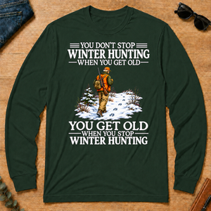 Old Man Don't Stop Winter Hunting - forest-green - LST2D-ForestGreen