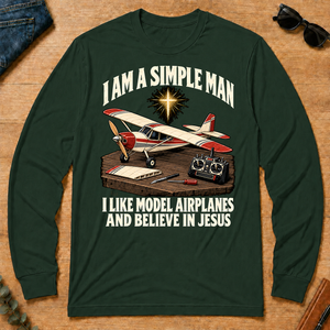 I Like Model Airplanes & Believe In Jesus - forest-green - LST2D-ForestGreen