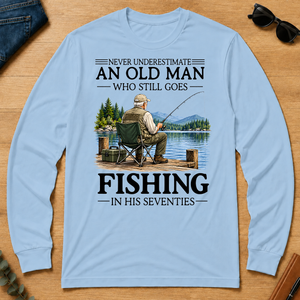 An Old Man Who Still Goes Fishing In His Seventies - light-blue - LST2D-LightBlue