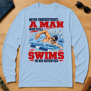 A Man Still Swims In His 70s - light-blue - LST2D-LightBlue