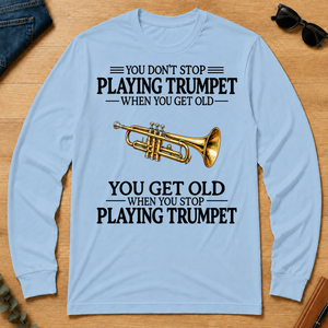 Don't Stop Playing Trumpet Vintage Art - light-blue - LST2D-LightBlue