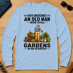 An Old Man Still Gardens In His 70s - light-blue - LST2D-LightBlue
