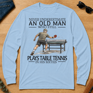 An Old Man Who Still Plays Table Tennis In His Sixties - light-blue - LST2D-LightBlue