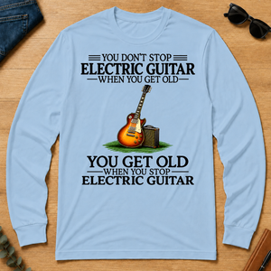 Don't Stop Playing Electric Guitar Vintage Art - light-blue - LST2D-LightBlue