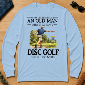 An Old Man Who Still Plays Disc Golf In His Seventies - light-blue - LST2D-LightBlue