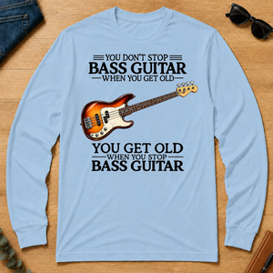 Don't Stop Playing Bass Guitar Vintage Art - light-blue - LST2D-LightBlue