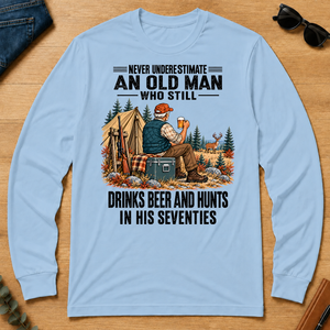 An Old Man Still Drinks Beer And Hunts In His 70s - light-blue - LST2D-LightBlue