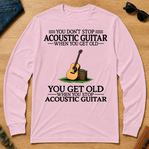 Don't Stop Playing Acoustic Guitar Vintage Art - light-pink - LST2D-LightPink