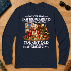 Old Woman Don't Stop Crafting Ornaments - navy - LST2D-Navy