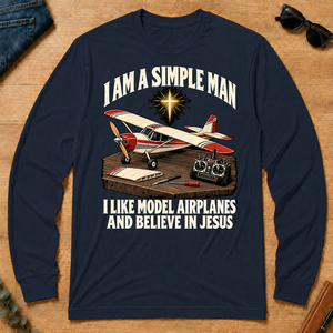I Like Model Airplanes & Believe In Jesus - navy - LST2D-Navy