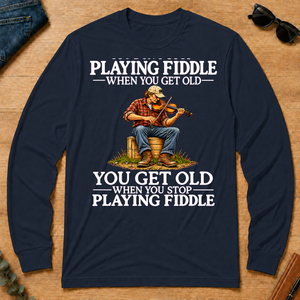 Old Man Don't Stop Playing Playing Fiddle - navy - LST2D-Navy