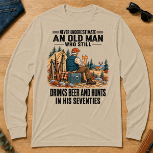 An Old Man Still Drinks Beer And Hunts In His 70s - sand - LST2D-Sand