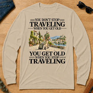 Don't Stop Traveling Vintage Art - sand - LST2D-Sand