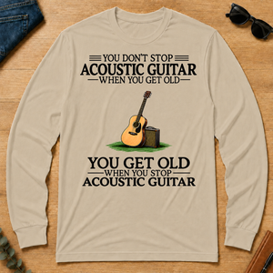 Don't Stop Playing Acoustic Guitar Vintage Art - sand - LST2D-Sand