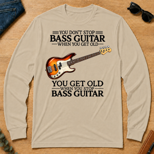 Don't Stop Playing Bass Guitar Vintage Art - sand - LST2D-Sand