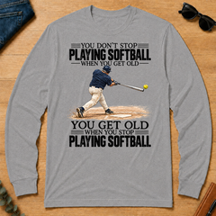 Vintage You Get Old When You Stop Playing Softball - sport-grey - LST2D-SportGrey