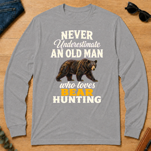Never Underestimate An Old Man Who Loves Bear Hunting Retro - sport-grey - LST2D-SportGrey