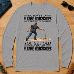 Vintage You Get Old When You Stop Playing Horseshoes - sport-grey - LST2D-SportGrey