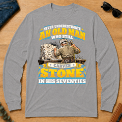 Yellow An Old Man Still Carves Stone In His Seventies - sport-grey - LST2D-SportGrey
