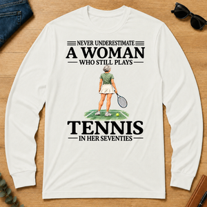 A Woman Still Plays Tennis In Her Seventies - white - LST2D-White