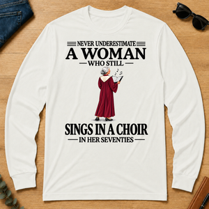 A Woman Still Sings In A Choir In Her Seventies - white - LST2D-White
