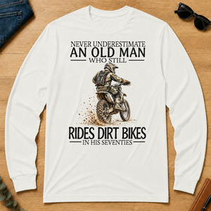 An Old Man Who Still Rides Dirt Bikes In His Seventies - white - LST2D-White